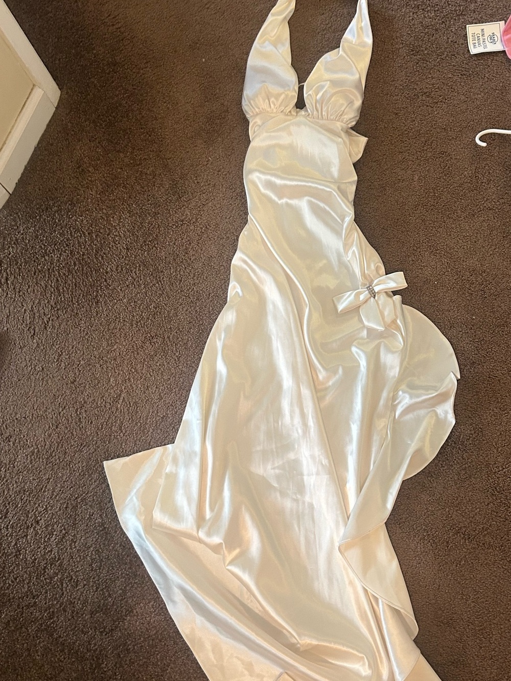 Blondie Nites Satin Dress in Ivory (Size 5)